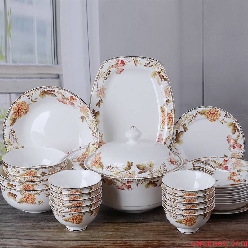 Chinese style of tangshan shengshi dynasty ipads porcelain tableware suit to use suit and the head of household ceramic bowl dish dish suits for