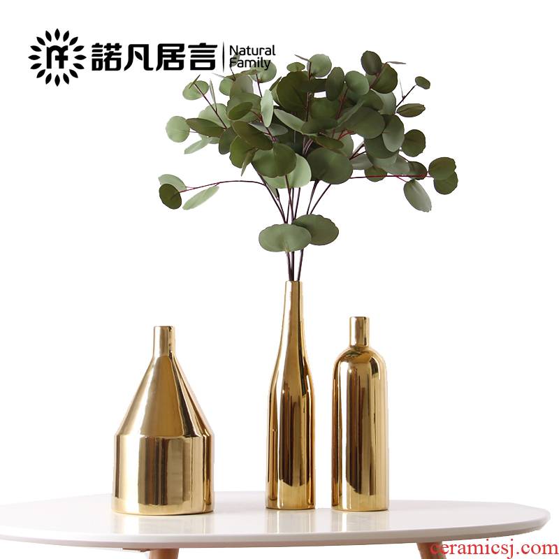 Nordic ceramic golden vase mesa sitting room decoration to the hotel villa dried flower arranging flowers furnishing articles contracted creative fashion