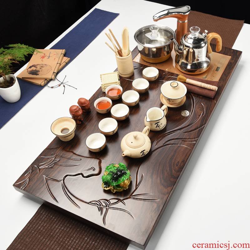 Repeatedly prosperous ceramics kung fu tea sets tea benma black household of a complete set of automatic tea tea tea tray