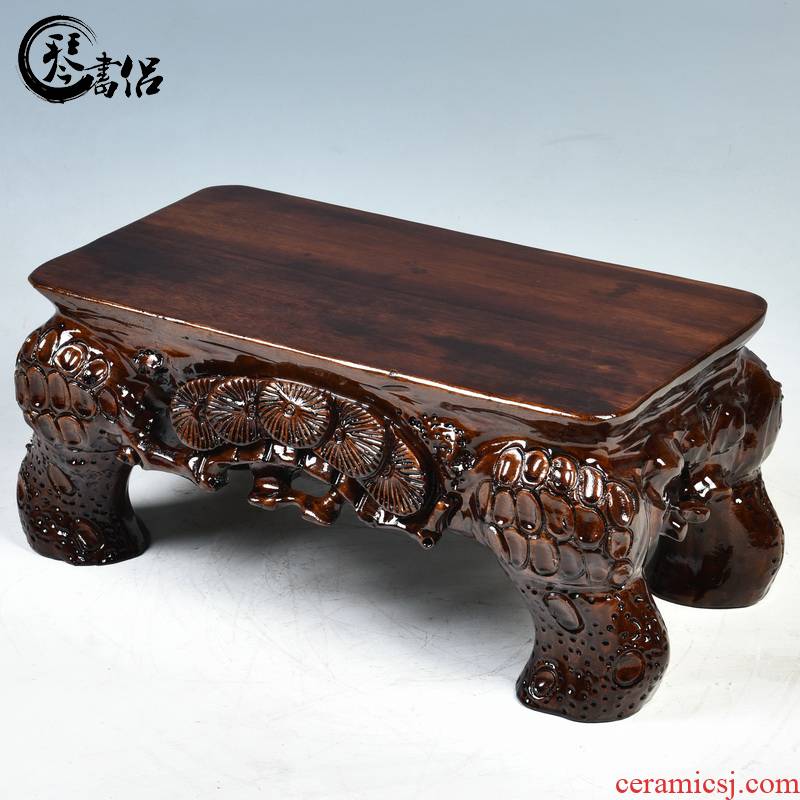 Samaras woodcarving songhua stone base solid rectangular flower miniascape base can be customized tea furnishing articles table