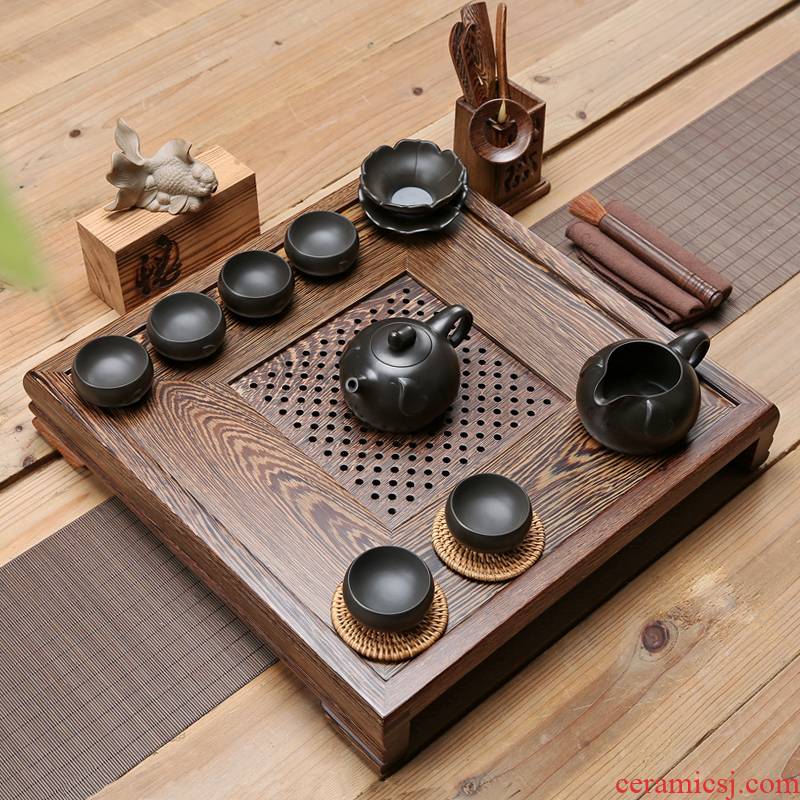 Friend is chicken wings wood tea tray zisha teapot teacup solid wood tea set a complete set of kung fu contracted tea tea table