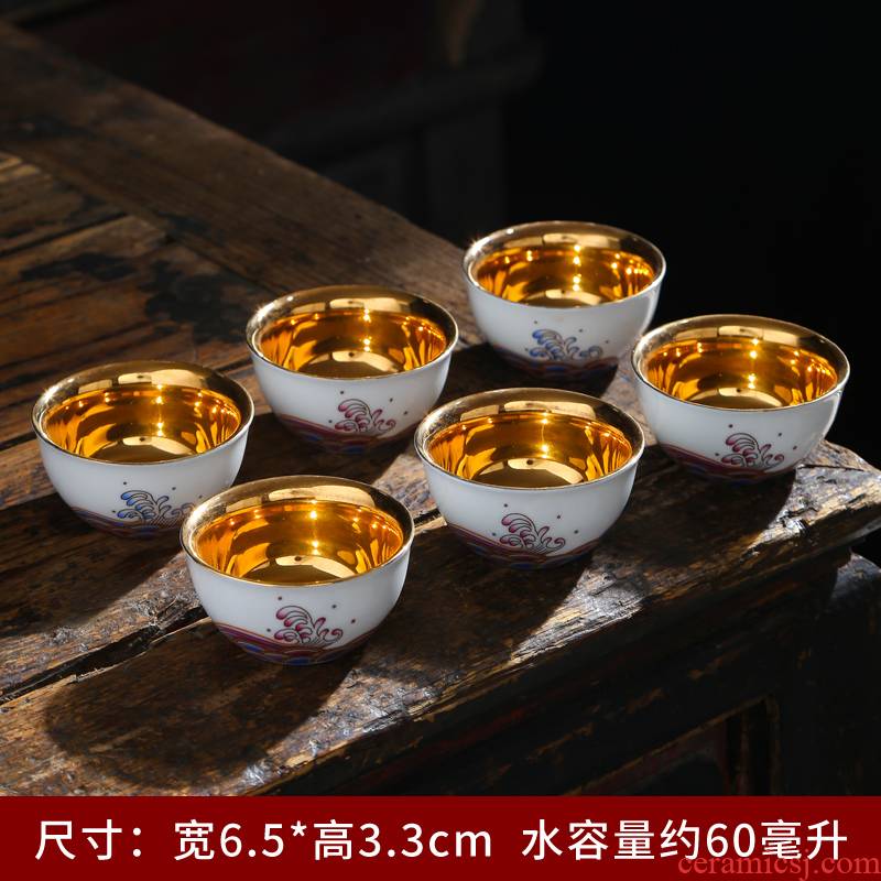 Dehua white porcelain suet jade porcelain teacup tea kungfu master cup single cup home 6 suit make tea cup package mail