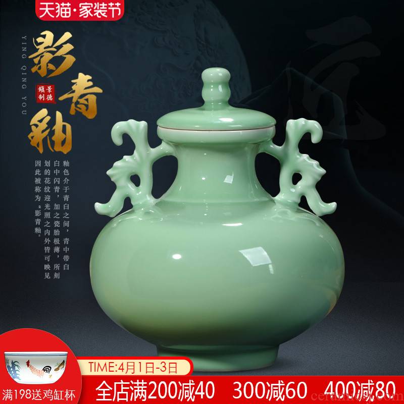 Jingdezhen ceramics imitation yongzheng ears live storage tank Chinese style restoring ancient ways is rich ancient frame sitting room adornment is placed