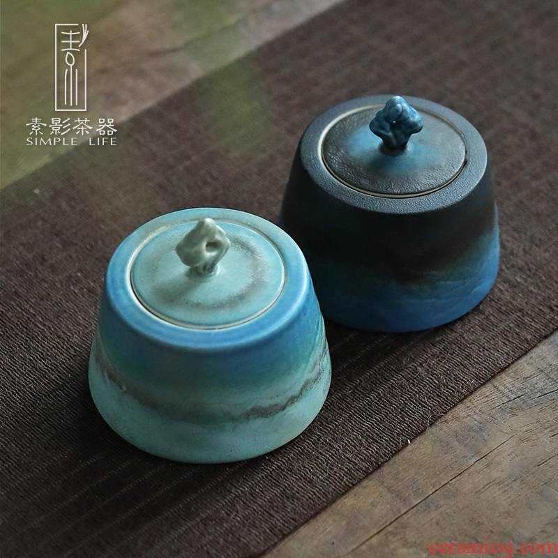 Plain film sealed up with portable small household ceramic tea is tea caddy fixings storehouse storage tank creative custom restoring ancient ways