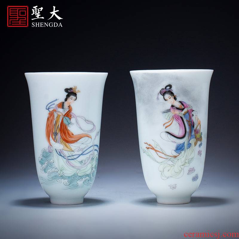Santa teacups hand - made ceramic kung fu new colored maid gather fragrant cup master cup sample tea cup jingdezhen tea cup