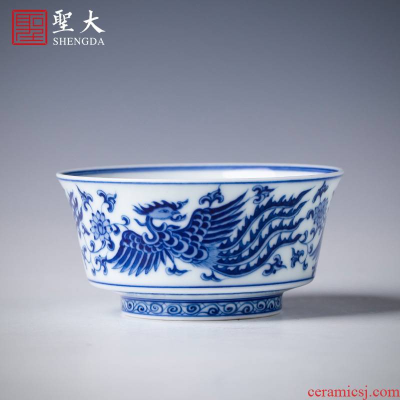Holy big pure hand - made porcelain ceramic kung fu tea cup five grain wsop CPU master cup sample tea cup of jingdezhen tea service