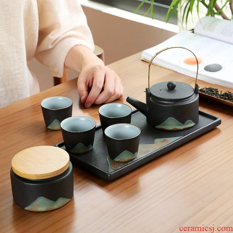 Japanese tea set suit household contracted a complete set of kung fu tea exchanger with the ceramics tureen cup teapot tea tray was gift boxes