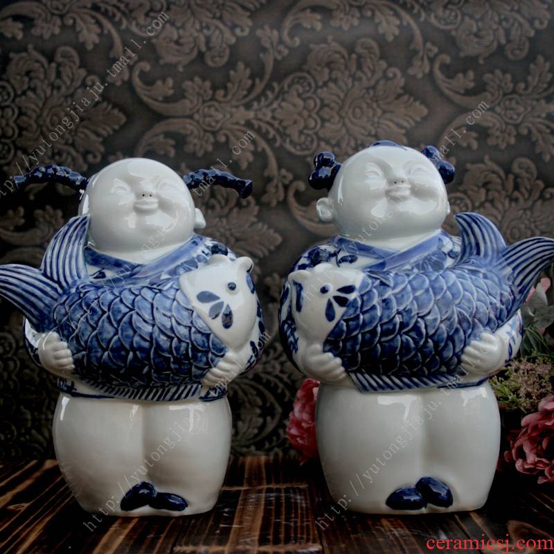 The rain tong home | jingdezhen ceramics craft its - wining The blue and white porcelain doll, furnishing articles every year