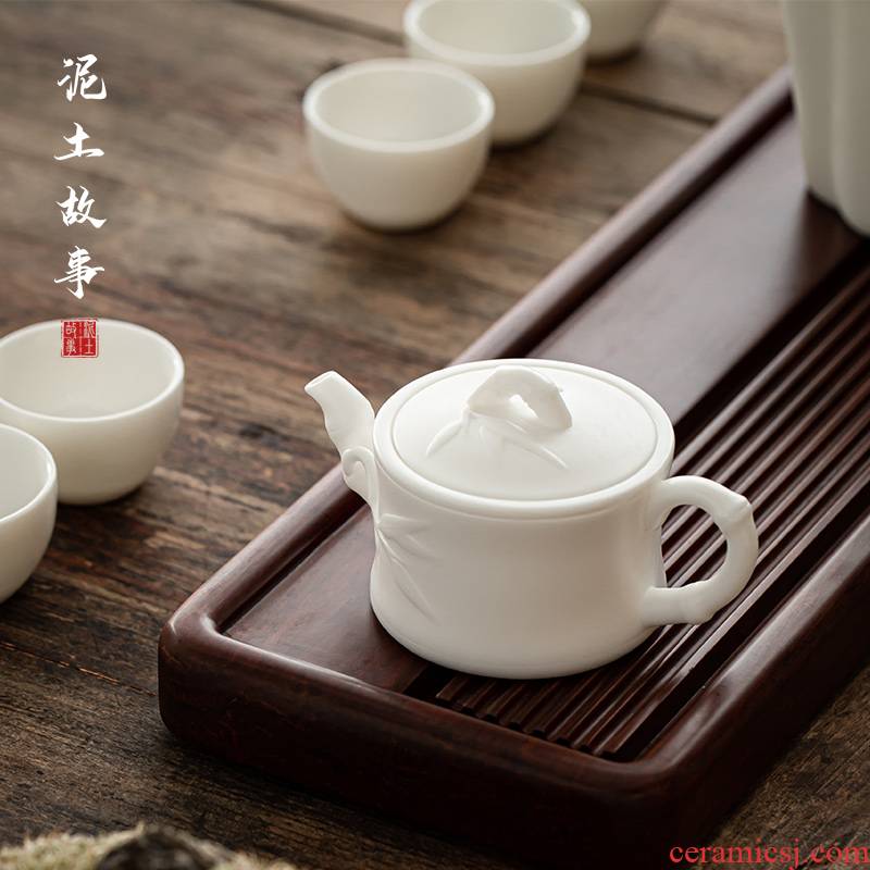 Dehua white clay story CiHu pure manual teapot large capacity full manual household utensils suits for bamboo pot