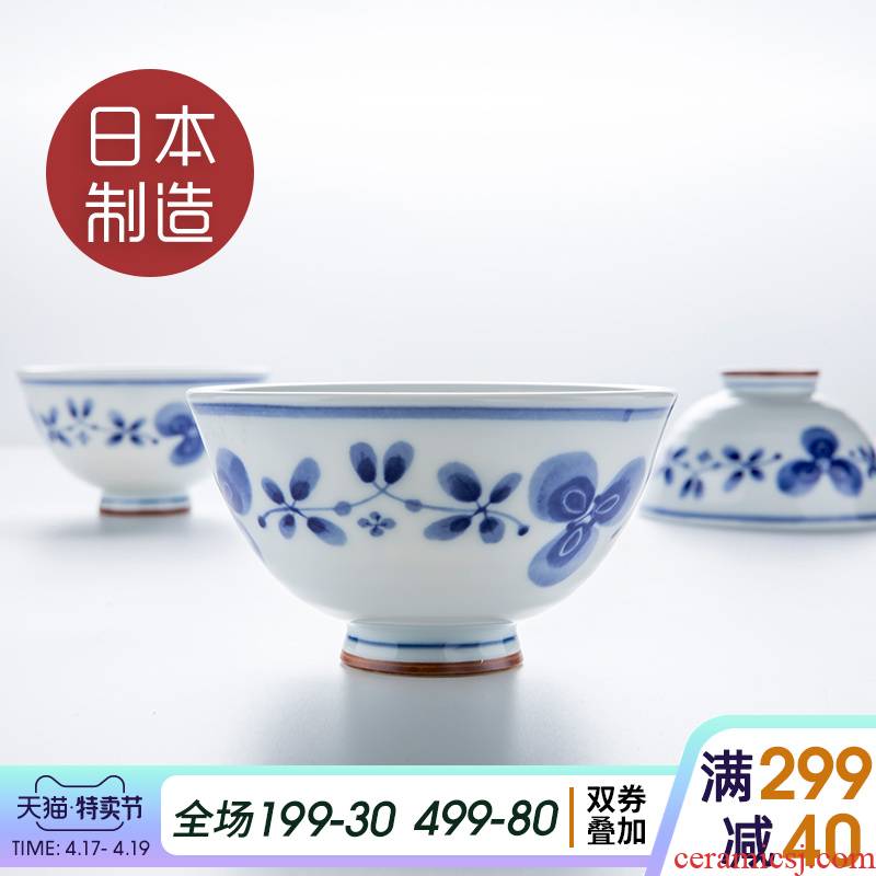 Porcelain Japanese imported from Japan and wind tableware under the glaze color of household small bowl of rice bowls to eat rice bowl 丨 blue and white