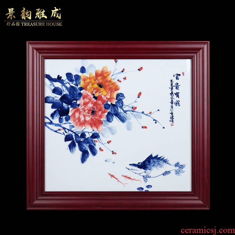 Jingdezhen ceramic hand - made riches and honour figure study of sitting room sofa setting wall adornment household porcelain plate painting that hang a picture