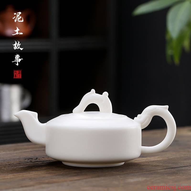 Jingdezhen high - white porcelain biscuit firing manual tea tea ceramic teapot filtering home boss tea high - end gift box