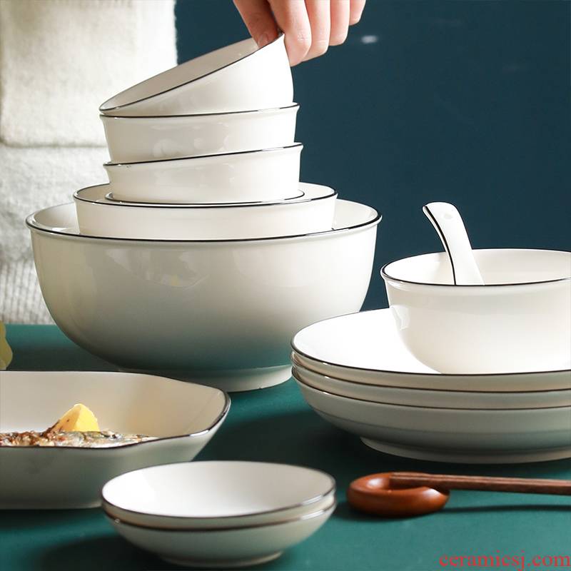 Dishes suit household bowl dish suit Japanese tableware to eat dish bowl suit ceramic bowl chopsticks dish soup bowl