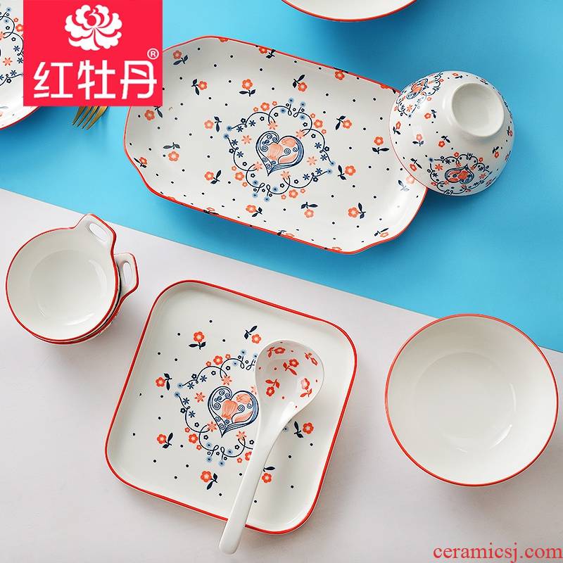 Glair web celebrity porcelain tableware suit ins dish bowl dishwasher dishes suit household fish dish plates