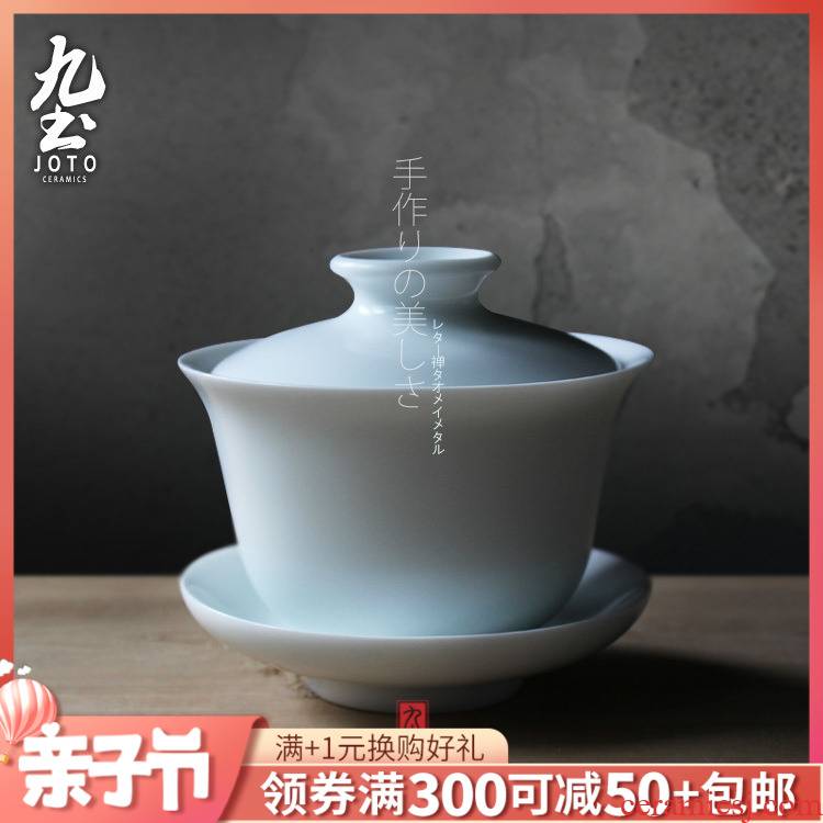 The Soil manual three tureen only white porcelain cup bowl with cover cup white light glaze ceramic tea cup zen