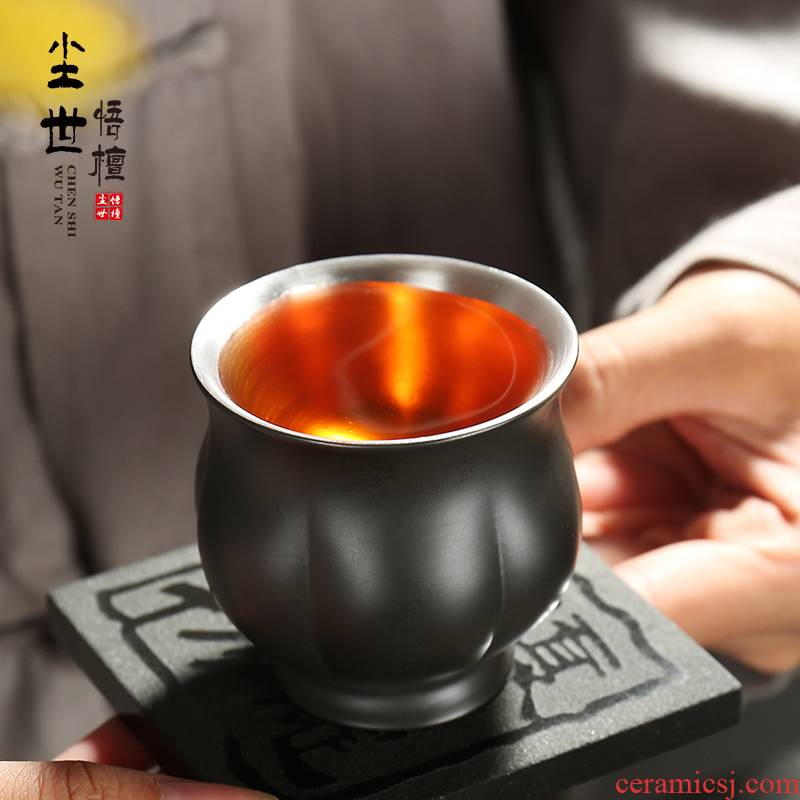 Violet arenaceous silver mine loader small sample tea cup manual kung fu master cup a cup of black mud personal ceramic tea light