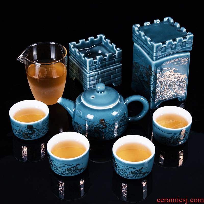 Ronkin kung fu tea set gift boxes of a complete set of household contracted ceramic tea set kung fu tea cups