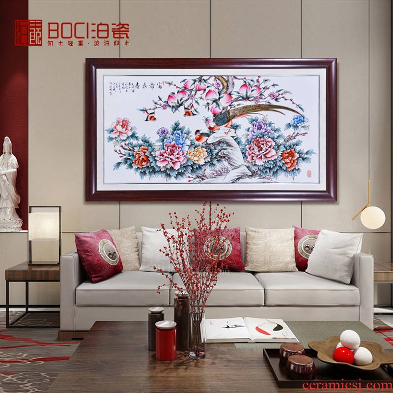 Jingdezhen ceramics hand - made wall of setting of famille rose porcelain plate paint decoration hanging decoration of Chinese style living room furnishing articles