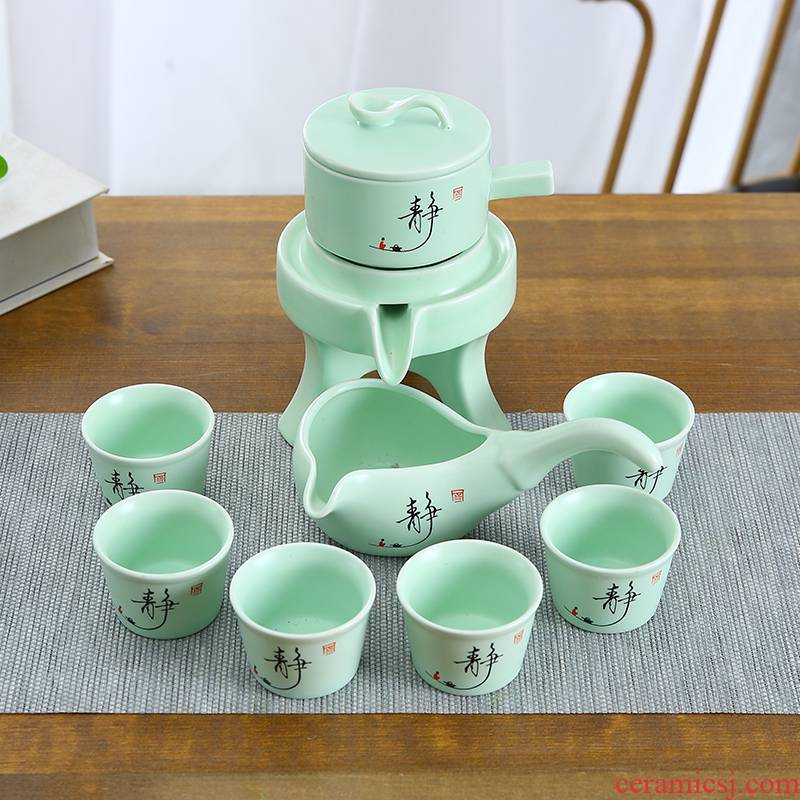 Coarse pottery purple sand tea set fit domestic half automatic lazy kung fu tea tea caddy fixings tea cup