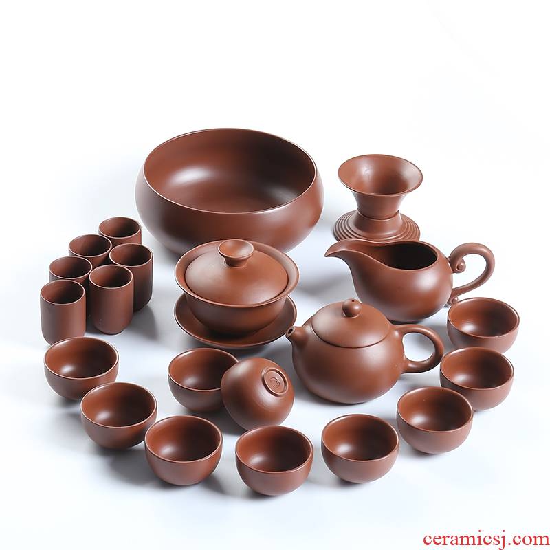 ZongTang purple sand tea set household contracted undressed ore red mud mud zhu office gifts lid bowl of tea cups
