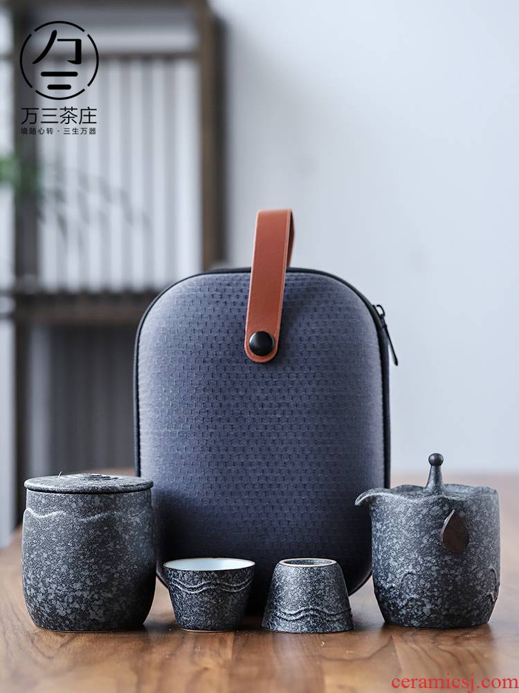 Travel three thousand tea ceramic tea set suit portable package crack cup a pot of two cups of kung fu tea teapot teacup