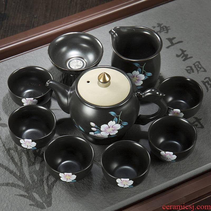Ronkin Japanese household kung fu tea set ceramic creative tea tea set a complete set of contracted teapot teacup