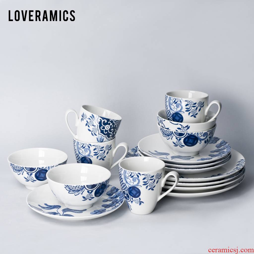 Mrs Loveramics love love blue glaze combined western see colour of household utensils dishes under 16 sets
