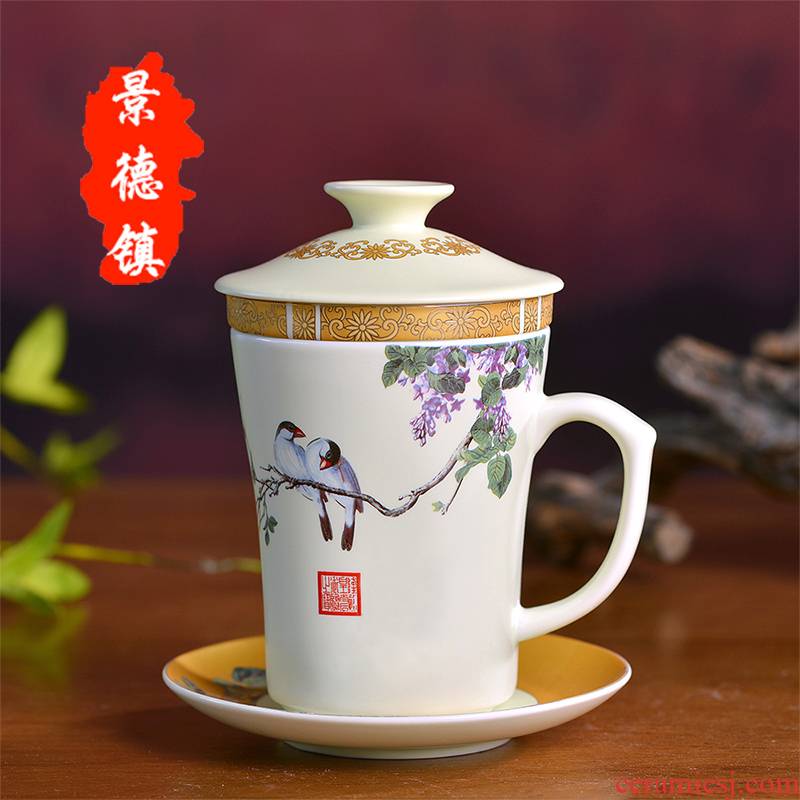 Jingdezhen ceramic cups, small meeting personal tea cups with cover filter 4 is the boss a gift boxes