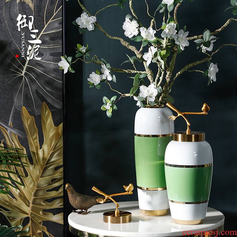 Sitting room decoration flower arranging dried flowers Nordic ceramic vase furnishing articles green belt up phnom penh contracted and I household adornment as cans
