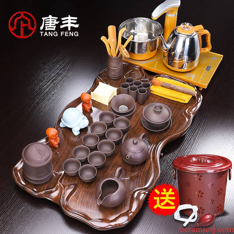 Tang Feng purple sand tea set ceramic teapot office home tea tray was contracted kung fu tea machine electric kettle