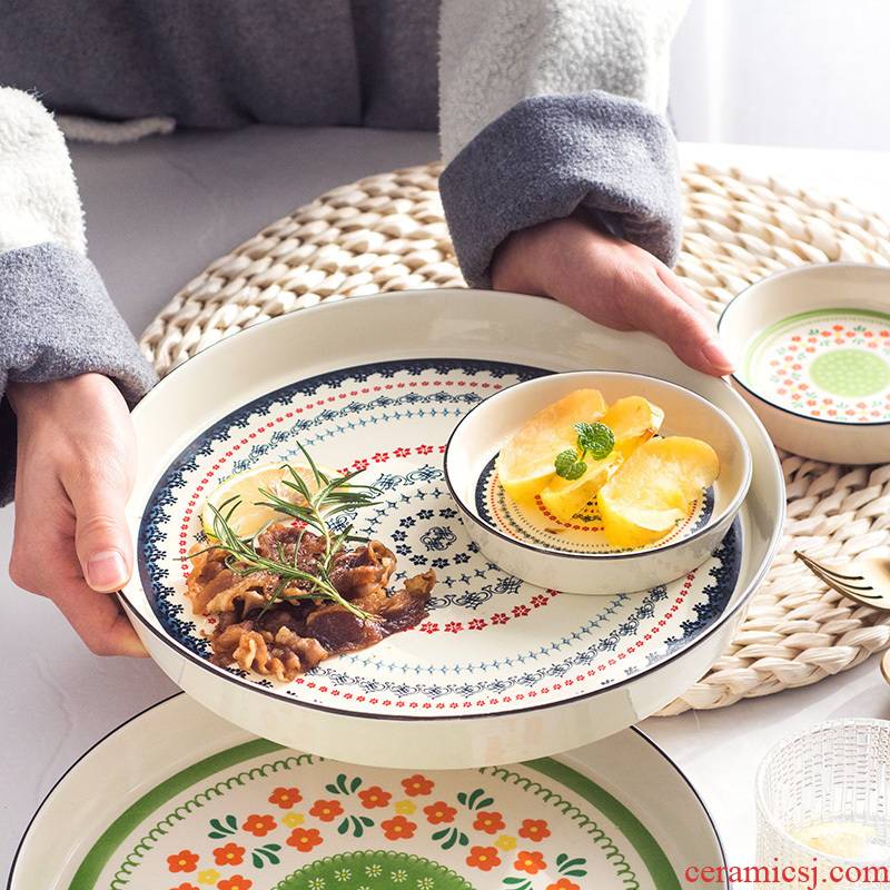 Creative folk ceramic plate western pasta dish breakfast dish move dessert snacks baking dish household food dish