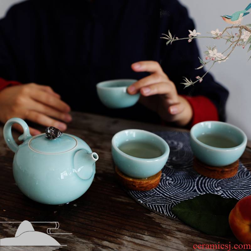Oujiang longquan celadon kung fu tea set fine Chinese contracted the teapot teacup combination tea gifts