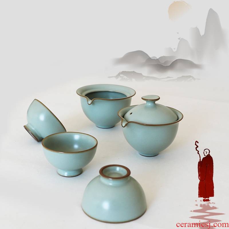 Oujiang longquan celadon boutique tea set suit household tureen tea cups, tea cups kunfu tea sample tea cup