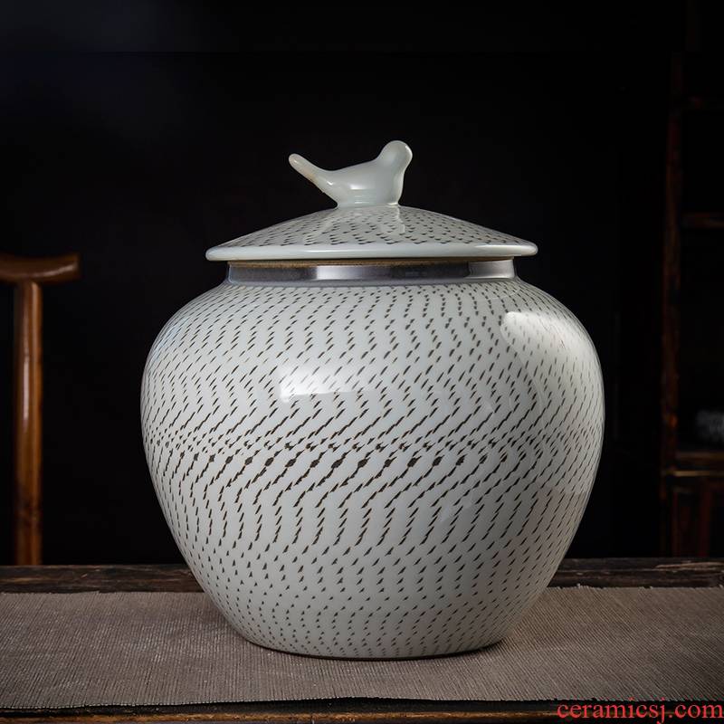 Jingdezhen ceramic tea caddy fixings large seal storage tank with show white gourd caddy fixings 3.5 kg