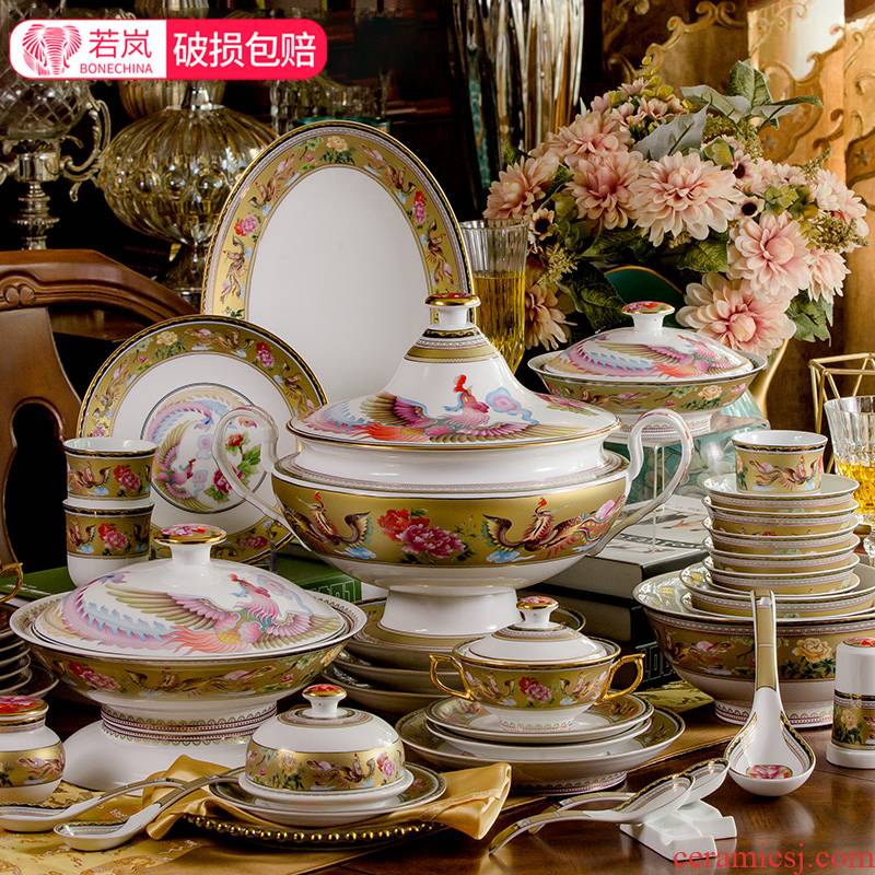 Dishes suit household jingdezhen European - style ipads porcelain tableware suit 67 gift porcelain Dishes combination of eating the food