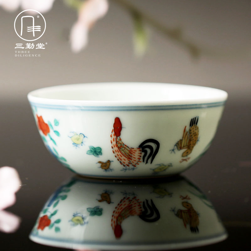 Three frequently hall jingdezhen ceramic cups kung fu tea set sample tea cup antique in color bucket cylinder cup S42188 chicken