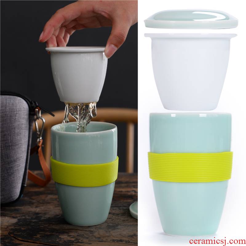 Individual cup of separation with cover tea tea cup with a cup of home office travel portable filtration ceramic cups