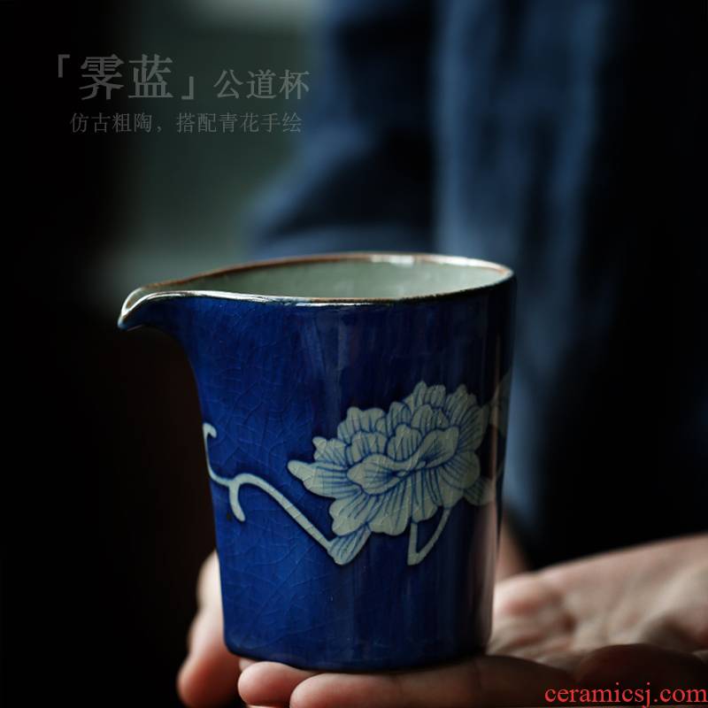 ShangYan hand - made of household ceramics fair keller of blue and white porcelain tea zero distribution of tea, antique fair cup cup)