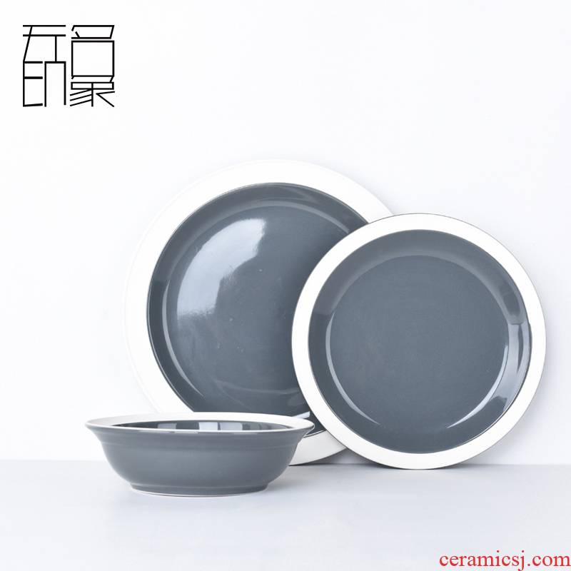 Contracted western - style food tableware home plate disc flat dish dish creative fruit bowl beef dish ceramic bowl plate