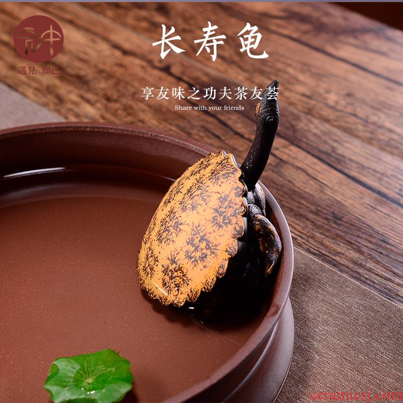 Yixing purple sand tea in the macro spoil the famous ju - fang jiang 16 longevity turtle tea play furnishing articles pure manual its
