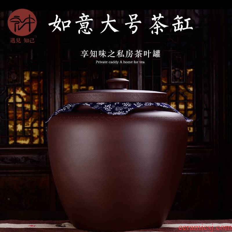 Macros in the inside and outside of pure material, violet arenaceous caddy fixings hand - made tea urn supersize pu - erh tea pot receives detong