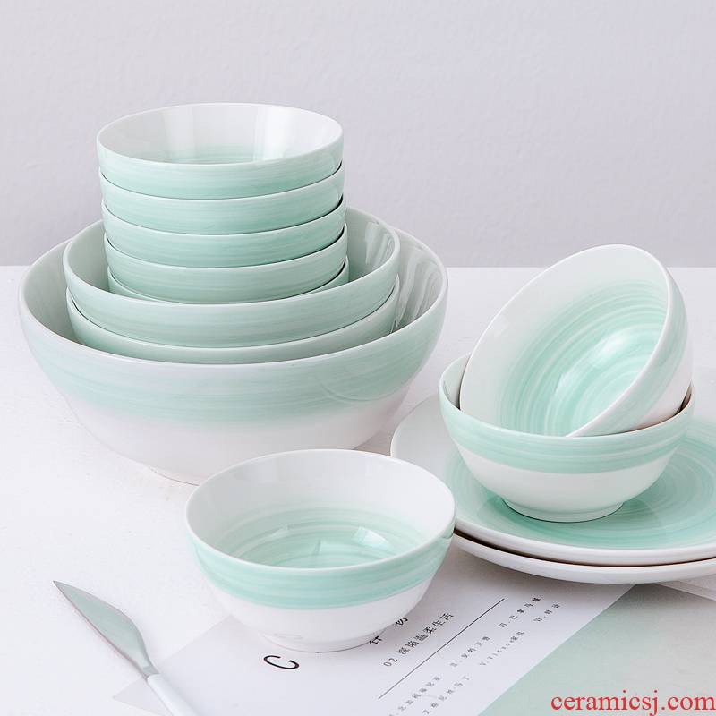Nordic ins wind tableware ceramics eat rice bowls bowl bowl mercifully rainbow such as bowl dish fruit salad bowl