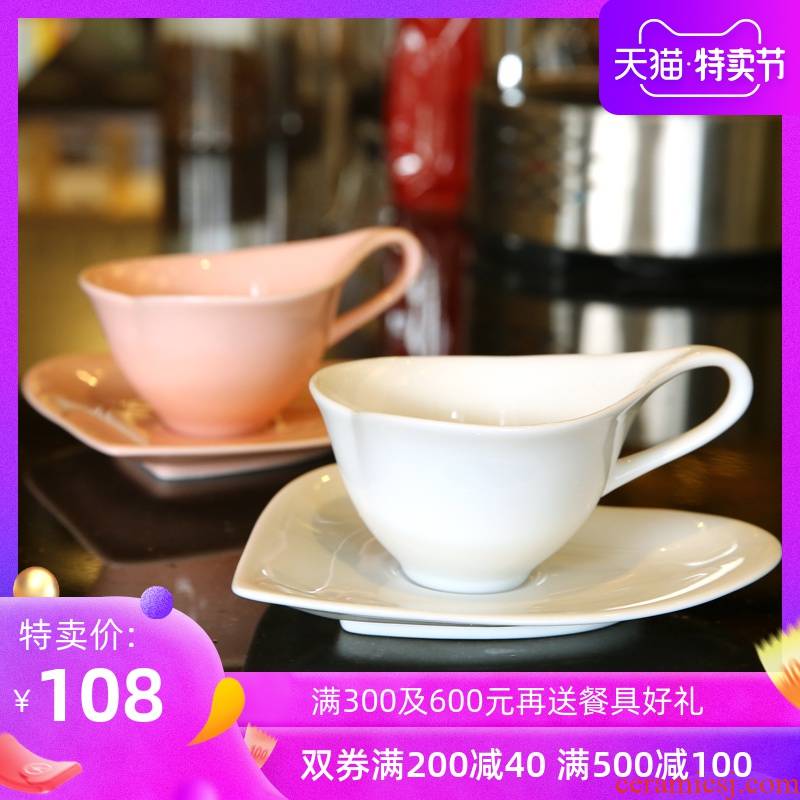 Import coffee cup set contracted Europe type move ceramic tea cup household lovers love coffee cups and saucers