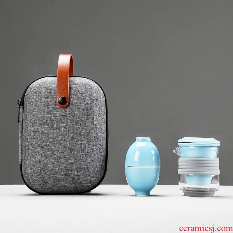 Glass crack cup portable package travel kung fu tea sets filtration separation of tea ceramic elegant Glass teapot