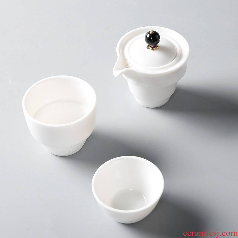 A pot of dehua white porcelain crack cup 1 second cup travel portable ceramic kung fu tea sets tea cup teapot
