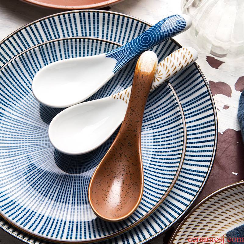 Creative household ceramic spoon, spoon move Japanese - style tableware ultimately responds spoon run condiment spoon ladle porridge
