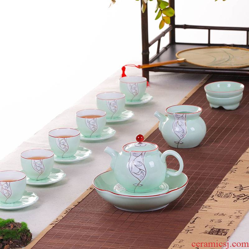 Jingdezhen tea suit household glass ceramic teapot with kung fu tea fair filter cups of a complete set of tea service