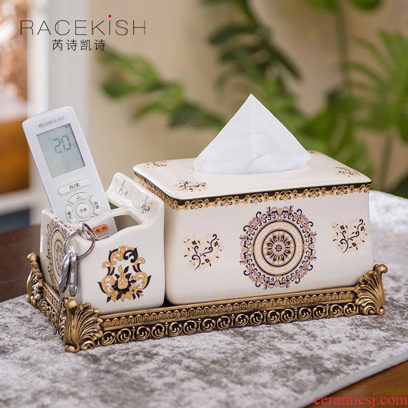 European household multifunctional tissue boxes crack ceramic smoke box sitting room receive a case creative home remote control