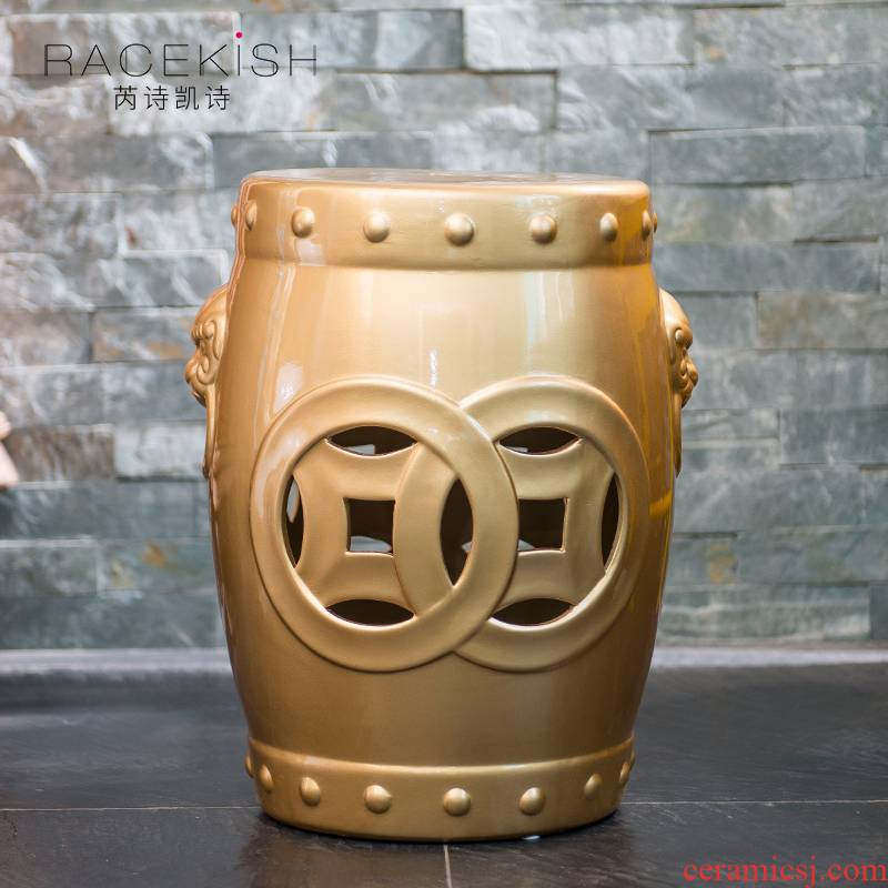 Jingdezhen ceramic drum who hollow - out archaize sitting who round drum who furnishing articles of the new Chinese style household act the role ofing is tasted in porch shoe who
