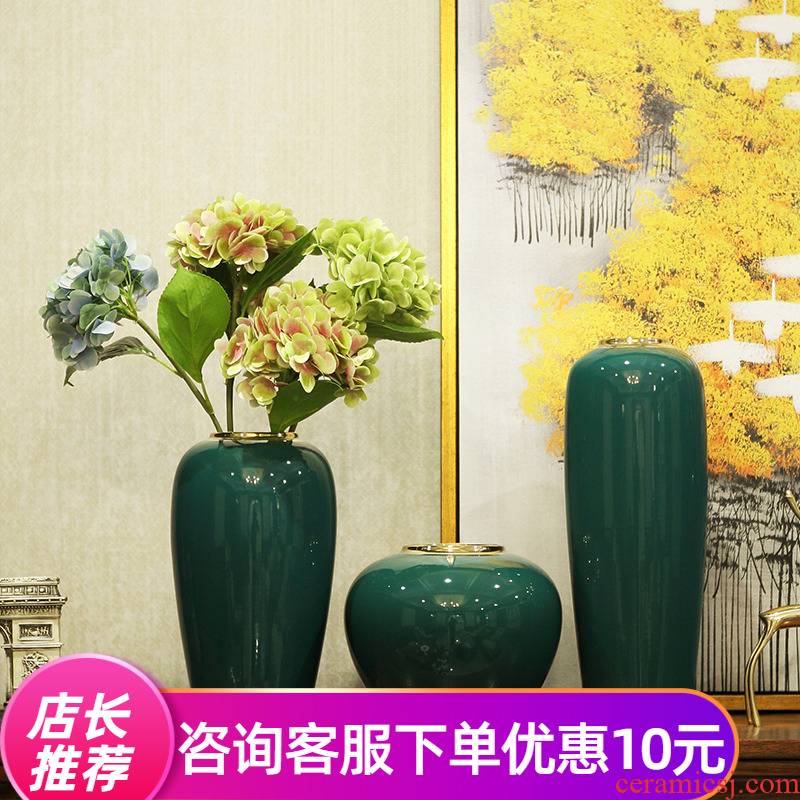 Light European - style key-2 luxury furnishing articles ceramic vases, new Chinese style living room TV cabinet dry flower flower arranging flower implement modern porch decoration
